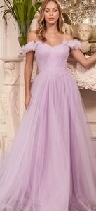 blue off the shoulder tulle long dress